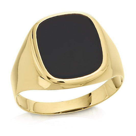 Men's Onyx Signet Ring - EcommerceGold